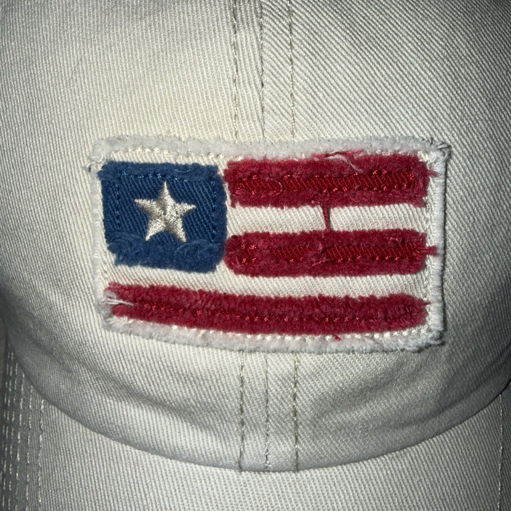 Life Is Good Beige Baseball Cap with American Flag Patch - Picture 3 of 6